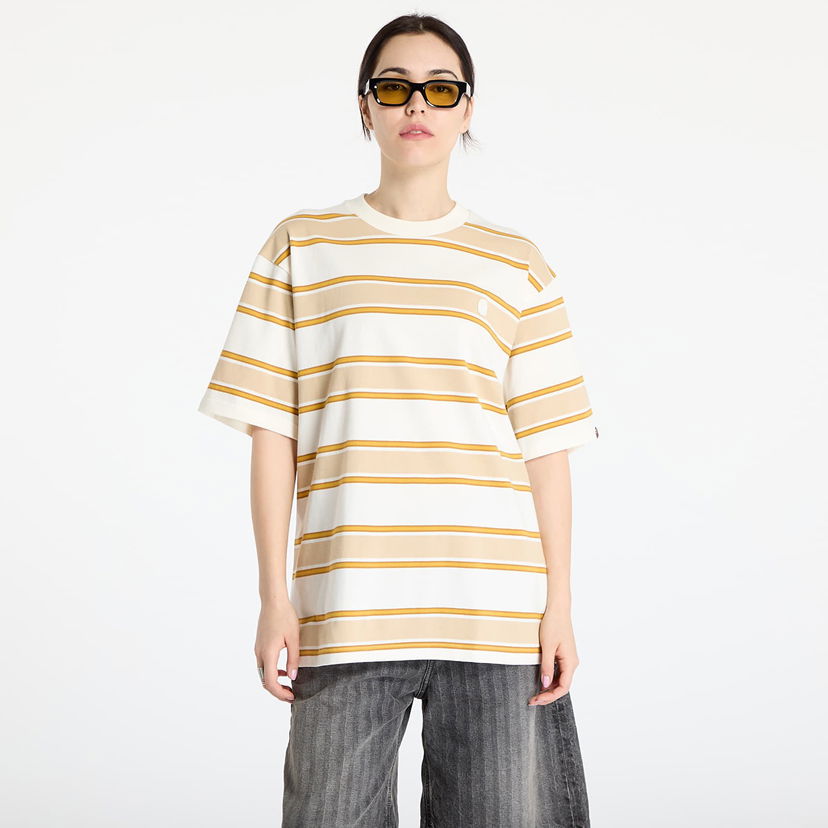 Majica kratkih rukava BAPE A BATHING APE One Point Strip Relaxed Fit T-Shirt Bež | 001CSL301305MIVY