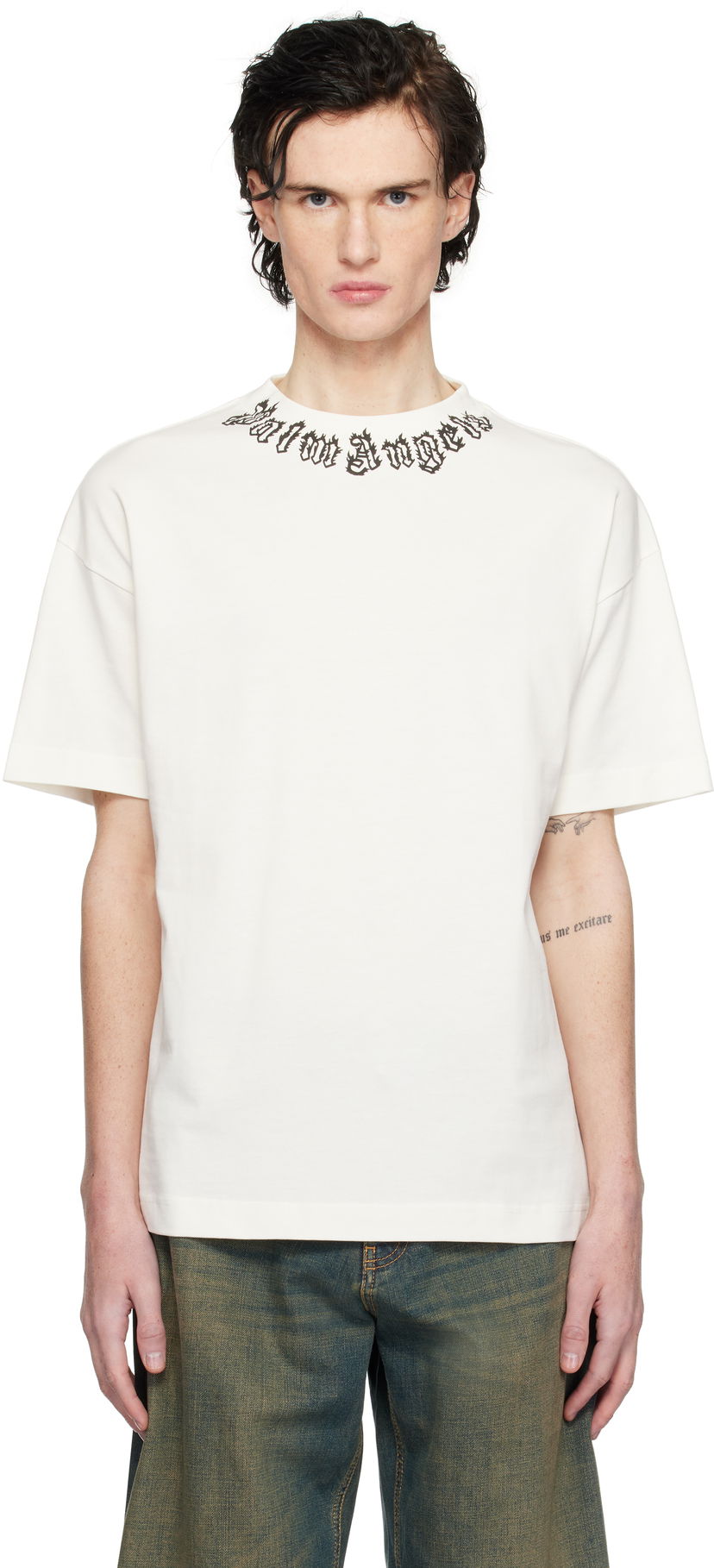 Majica kratkih rukava Palm Angels Flame Logo T-Shirt Bijela | PMAA001S25JER0020310