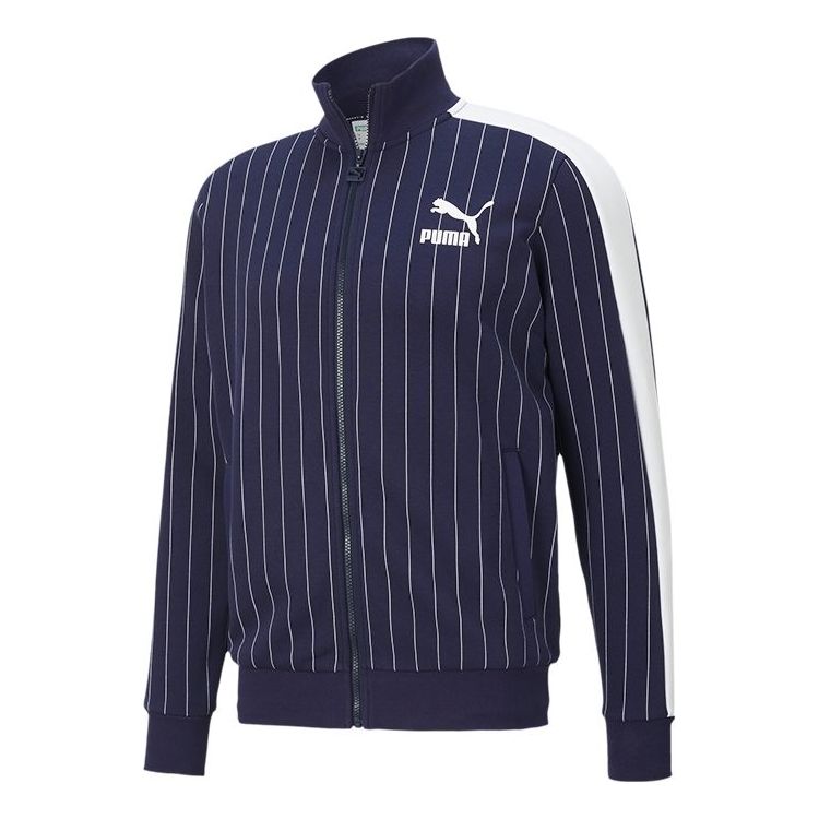 Trenerka Puma Pinstripe Stand Collar Fleece Lined Jacket Tamnoplava | 530177-06