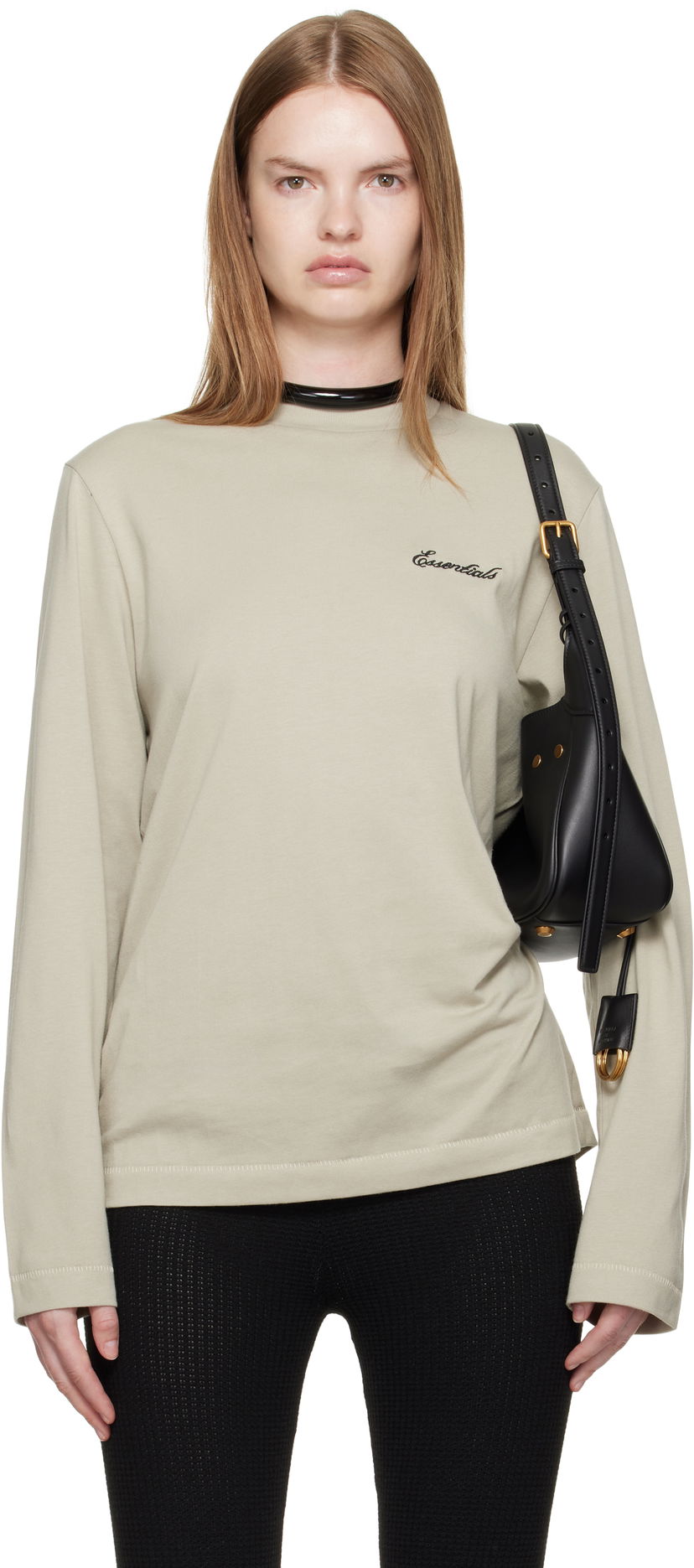 Majica kratkih rukava Fear of God ESSENTIALS Classic Fit Long Sleeve T-shirt Bež | 125SP255886FW