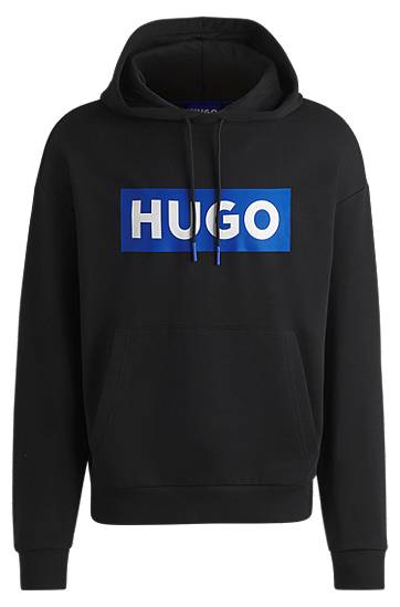 Dukserice BOSS Regular-Fit Terry Hoodie with Logo Print Crna | 50522370