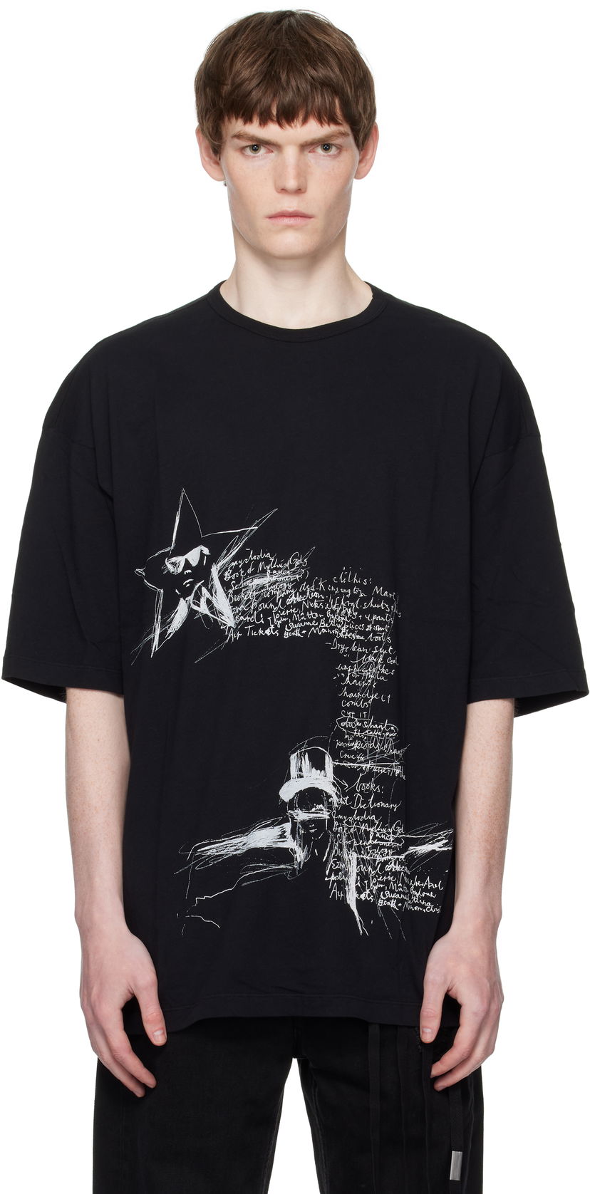 Majica kratkih rukava Ann Demeulemeester Ann Demeulemeester Dieter Sketchbook Graphic T-Shirt Crna | B0012878-FA206-099