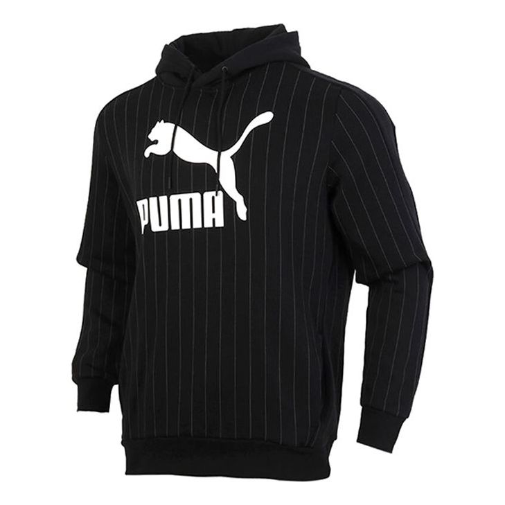 Dukserice Puma Pinstripe Pullover Hoodie Crna | 530179-01