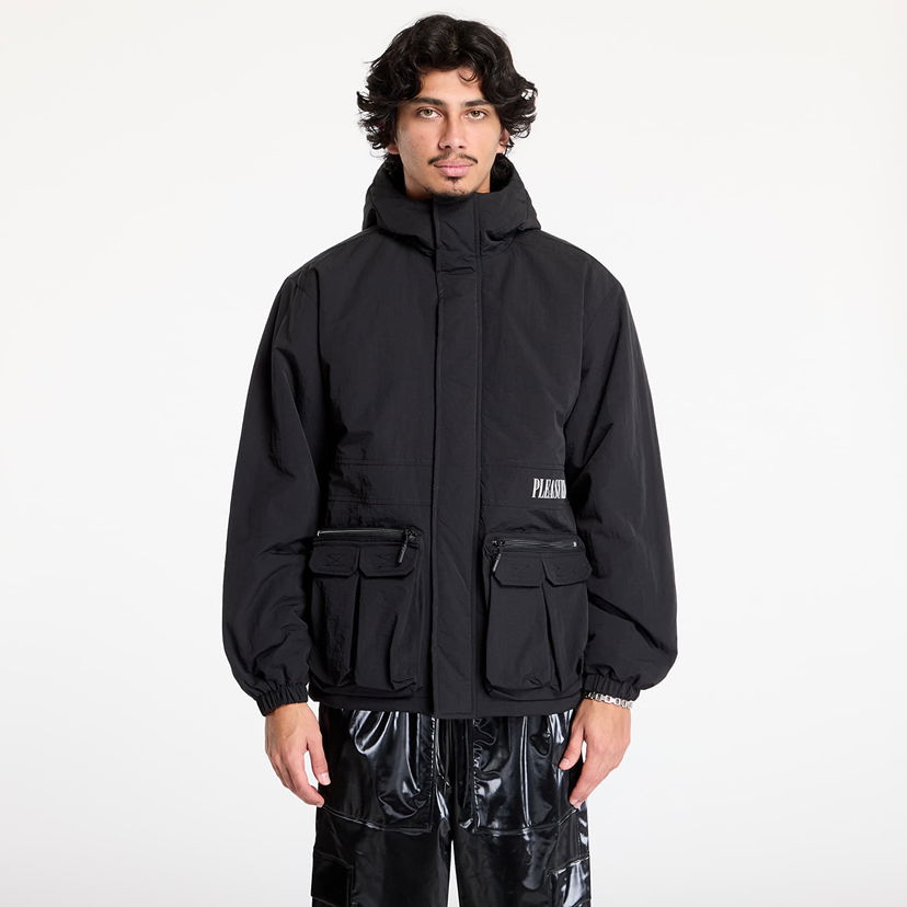Parka Pleasures Run Hooded Black Jacket Crna | P24W014 BLACK