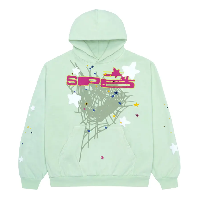 Dukserice Sp5der Sp5der Web Hoodie Zelena | SP5-LIME-HD