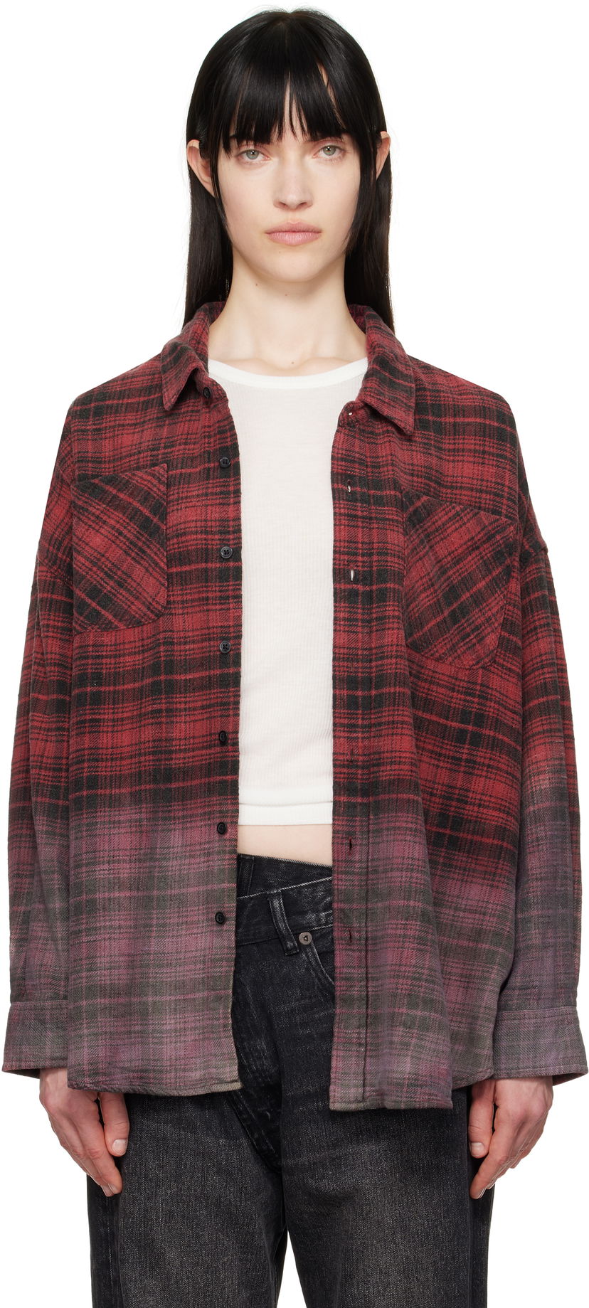 Košulja R13 R13 Dip-Dye Plaid Overshirt Crvena | R13WR015-R460B