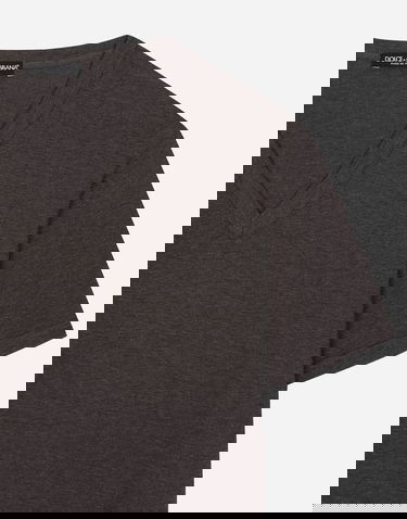 Majica kratkih rukava Dolce & Gabbana Heathered V-neck T-shirt Smeđa | G8KG0TFU7EQS8292, 3