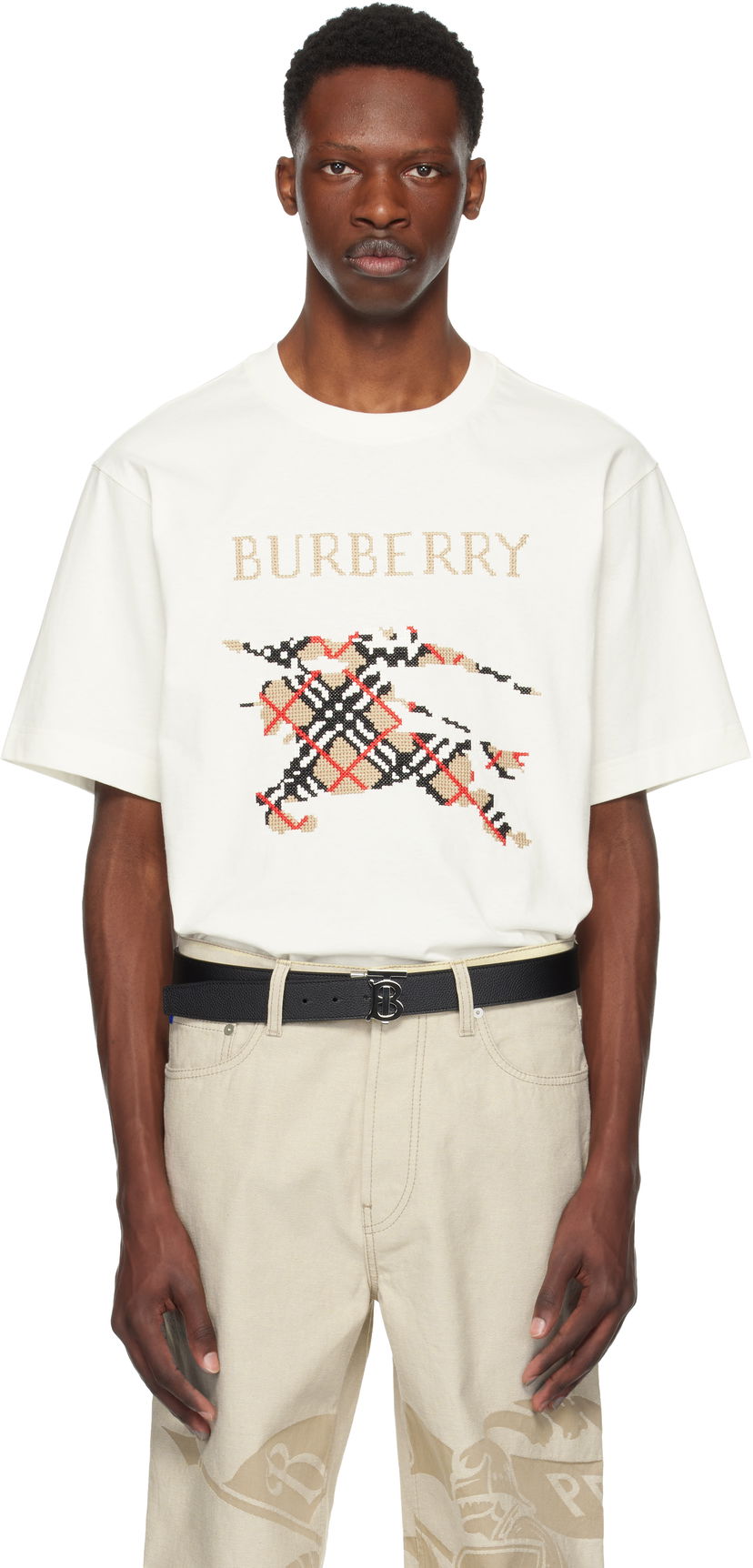 Majica kratkih rukava Burberry Cross Stitch EKD Cotton T-Shirt Bijela | 8110116