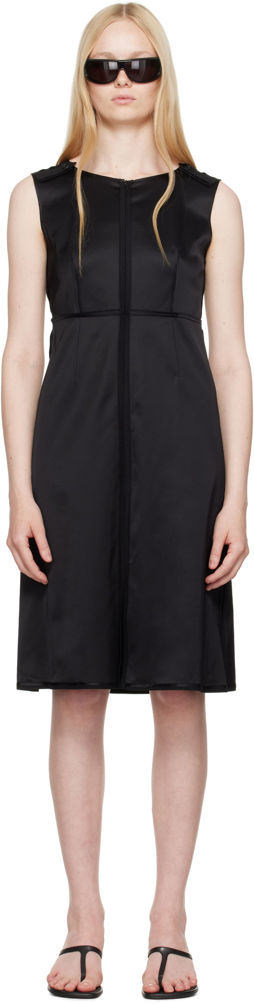 Haljina Maison Margiela MM6 Maison Margiela Satin Stretch Midi Dress Crna | S62DA0048 M35143