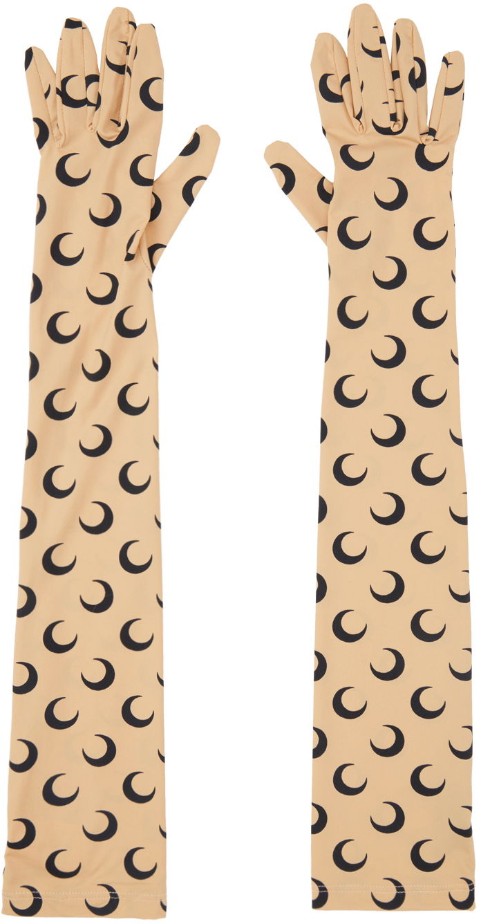 Rukavice Marine Serre Marine Serre All Over Moon Long Gloves Bež | A004ICONWFW22