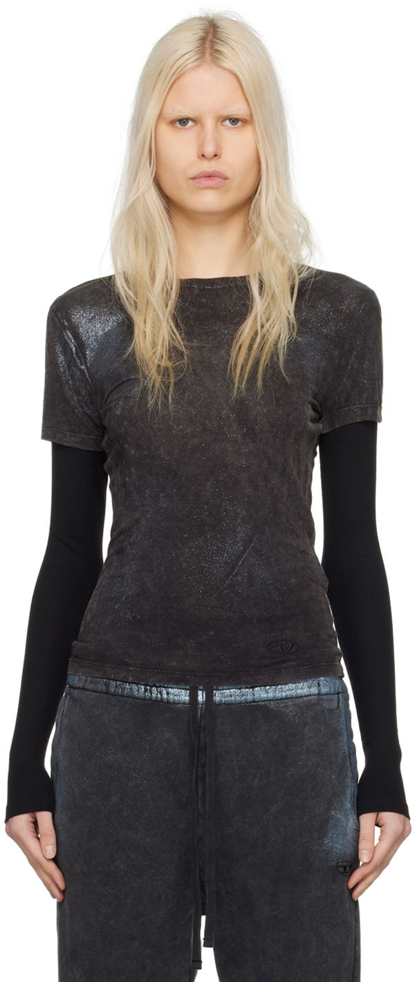 Majica kratkih rukava Diesel T-Miwa Long Sleeve T-Shirt Crna | A12162 0DPAN