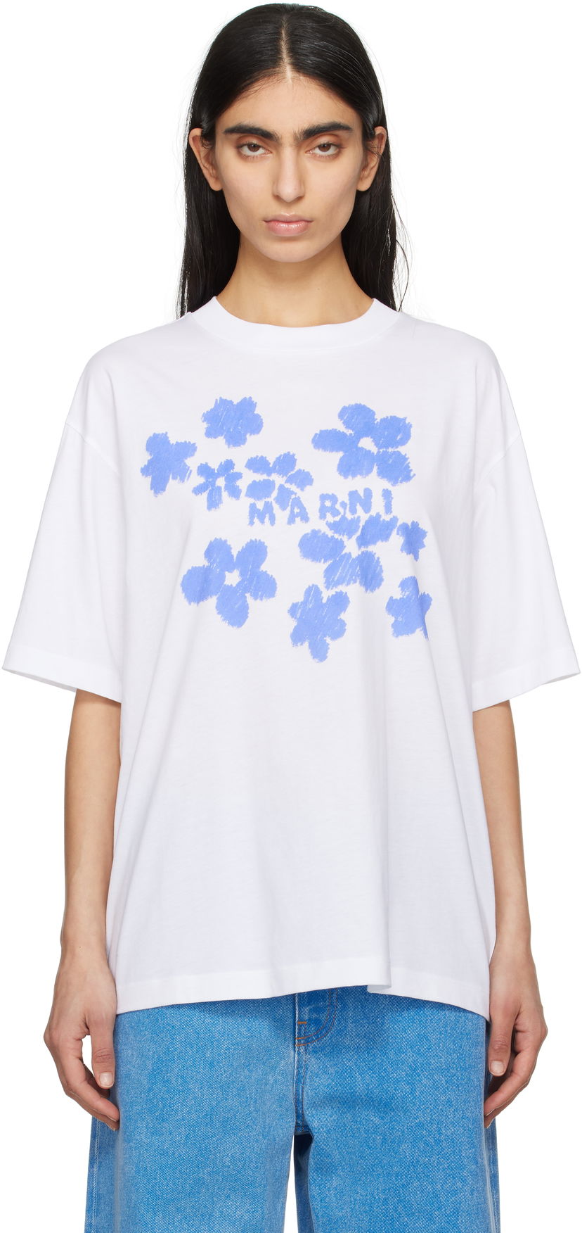 Majica kratkih rukava Marni Marni Daisy Garden Cotton T-Shirt Bijela | THJET49P09 USCX40