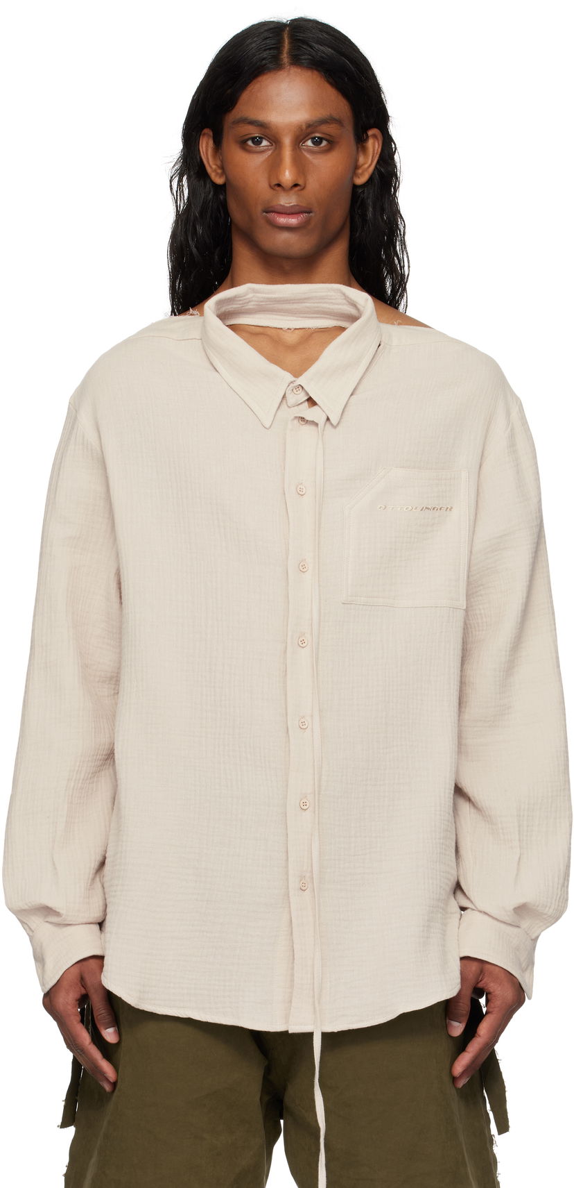 Košulja Ottolinger Ottolinger Oversized Cut-Out Mousseline Shirt Bež | 111-400411-01