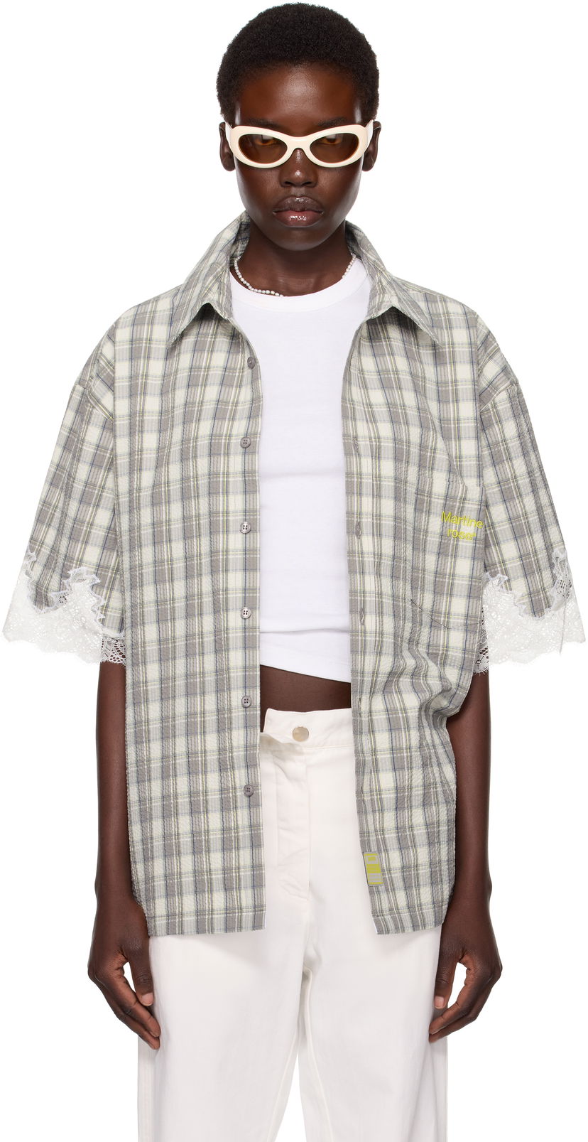 Košulja Martine Rose Martine Rose Lace Trim Plaid Shirt Siva | 478WS28044