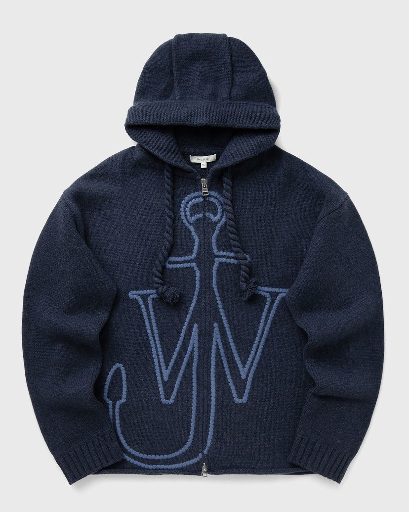 Dukserice JW Anderson JW Anderson Anchor Embroidery Knitted Zip Hoodie Tamnoplava | KW1429-YN0412-768