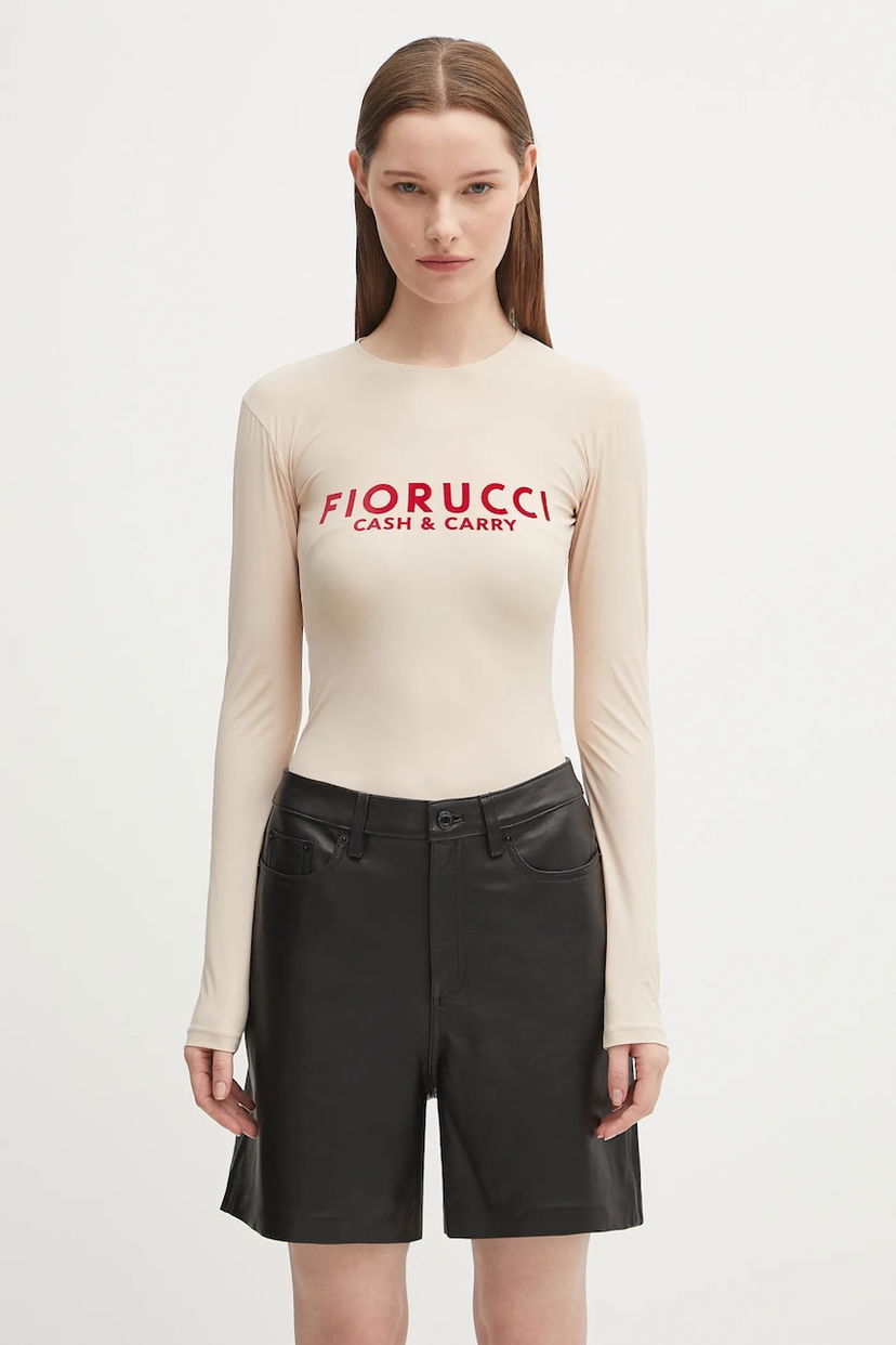 Majica kratkih rukava Fiorucci Fiorucci Cash & Carry Long Sleeve T-Shirt Bež | W02FPTBO430LY01NA01
