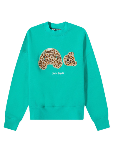 Dukserice Palm Angels Leopard Kill The Bear Crew Sweat Zelena | PMBA026S22FLE0075760