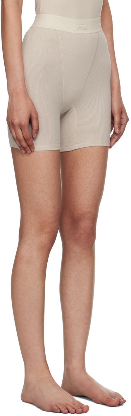 Kratke hlače SKIMS Ribbed Boxer Shorts Bež | PN-HWS-0042, 1