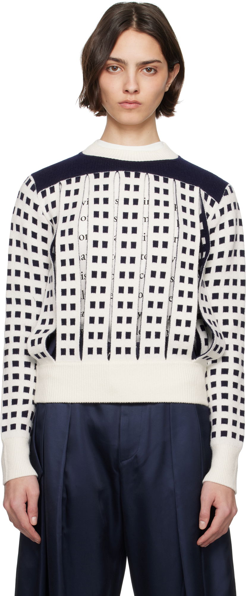 Džemper JW Anderson JW Anderson Jacquard Panel Slit Sweater Bijela | KW1410-YN0438
