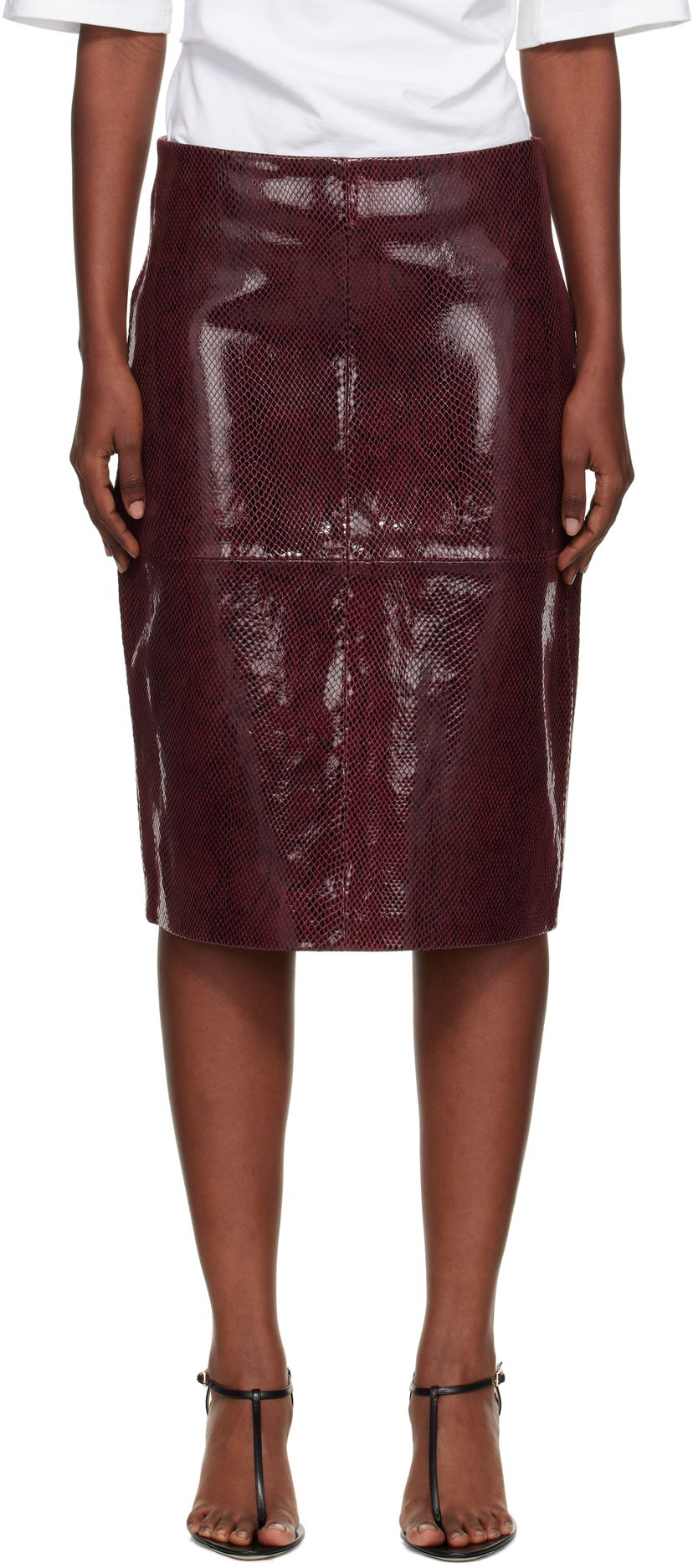Suknja Róhe Róhe Snake Leather Midi Skirt Tamnocrvena | 416-32-166