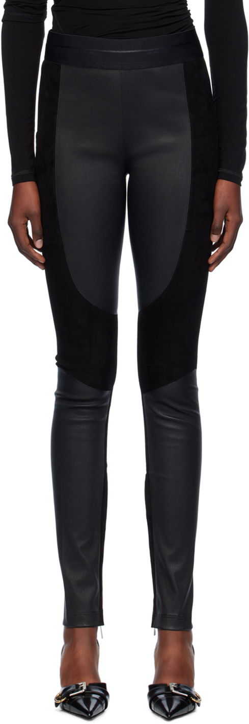 Tajice Helmut Lang Racer Leather Leggings Crna | O06HW202