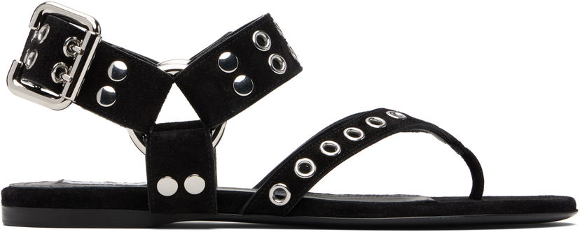 Tenisice i cipele Alaïa ALAÏA Suede Calfskin Thong Sandals Crna | AA3S134CK177