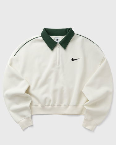 Dukserice Nike Collared Quarter-Zip Cropped Sweatshirt Bijela | IO8837-133, 1