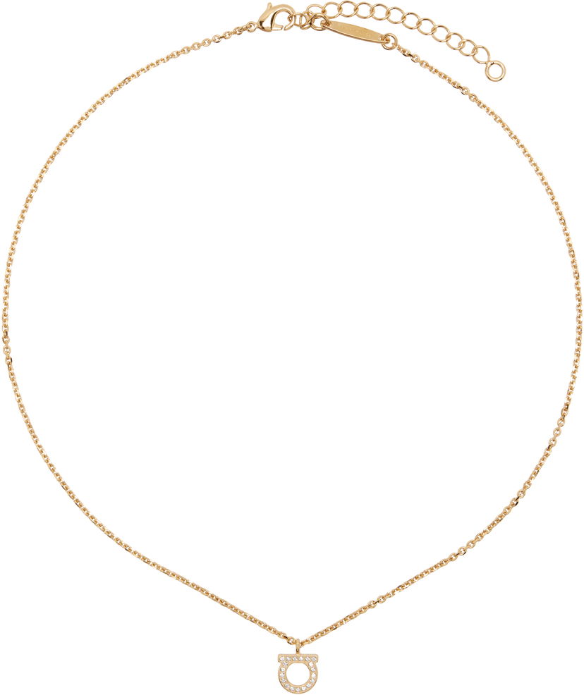 Ogrlica FERRAGAMO Salvatore Ferragamo Gancini Crystal Pendant Necklace Metalik | 696654