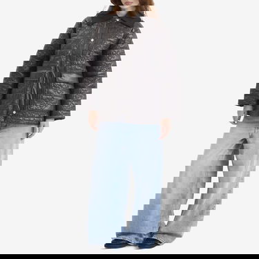 Jakna GANNI GANNI Shiny Quilt Midi Jacket Crna | W0343-252, 4