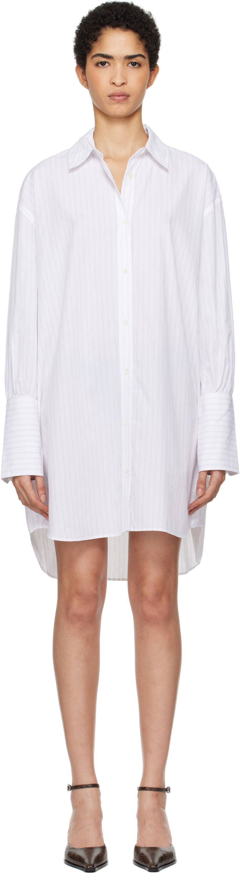 Košulja Anine Bing ANINE BING Striped Lake Mini Shirt Dress Bijela | A-02-10562-MTL31