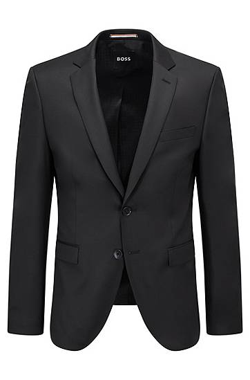 Jakna BOSS Extra-Slim Fit Virgin Wool Serge Suit Jacket Crna | 50469181