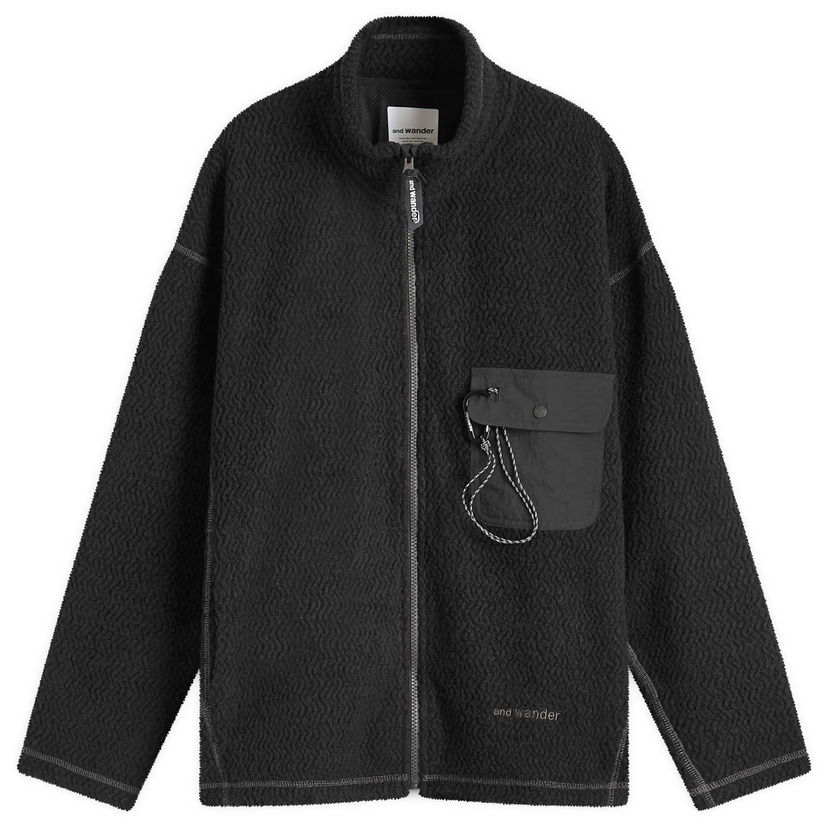 Dukserice and wander Re Wool Jacquard Fleece Jacket Crna | 5744281146-010