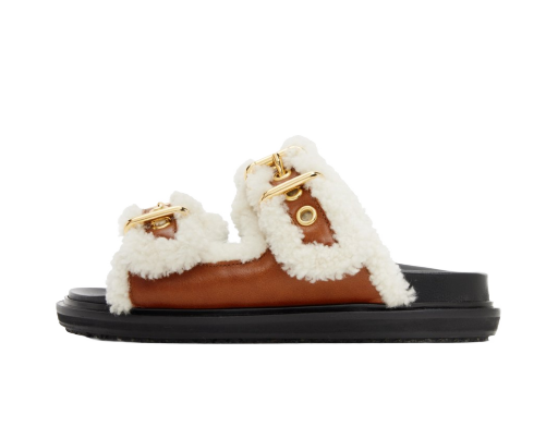 Tenisice i cipele Marni Shearling Fussbett 2 Sandals Bijela | FBMS014501 P5045