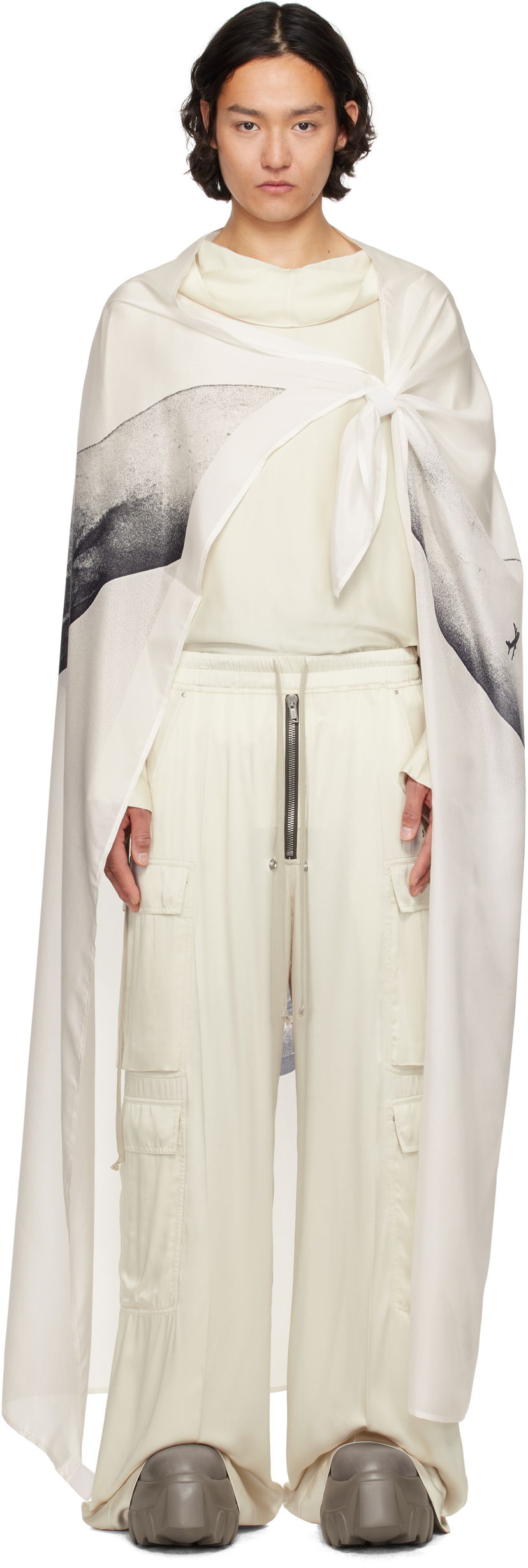 Šal Rick Owens Rick Owens Hollywood Flag Print Scarf Bijela | RR01E5431 SHP3