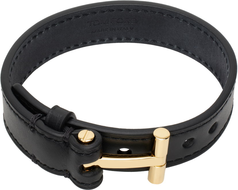 Narukvica Tom Ford Tom Ford T Leather Bracelet Crna | JM002-LCL008G