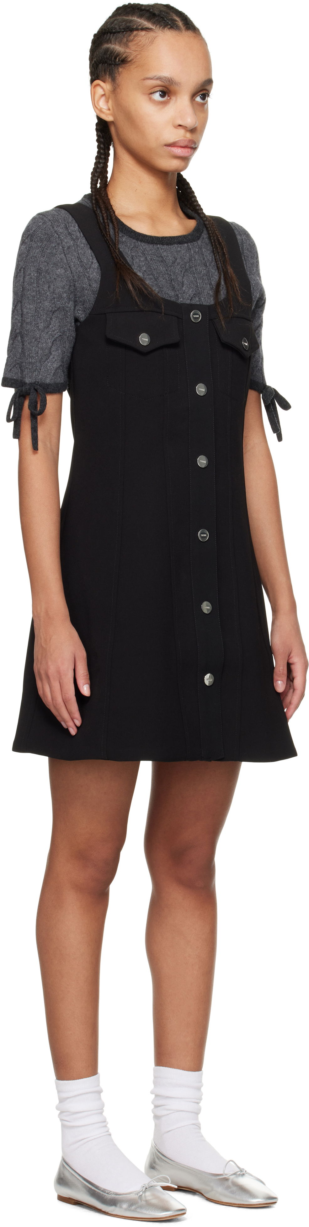 Haljina GANNI GANNI Bonded Crepe Minidress Crna | W0187, 1