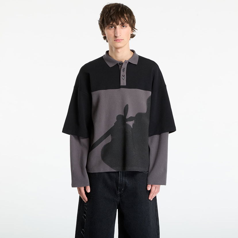 Majica kratkih rukava Footshop Playboy x FTSHP Double Sleeve Polo UNISEX Black Crna | FTSHP_506