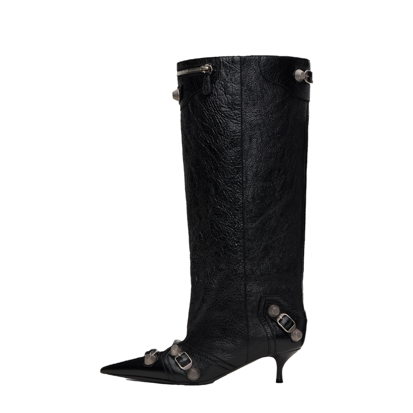 Tenisice i cipele Balenciaga Cagole Wide Leather Boots With Buckle Crna | 802090 WAD4E