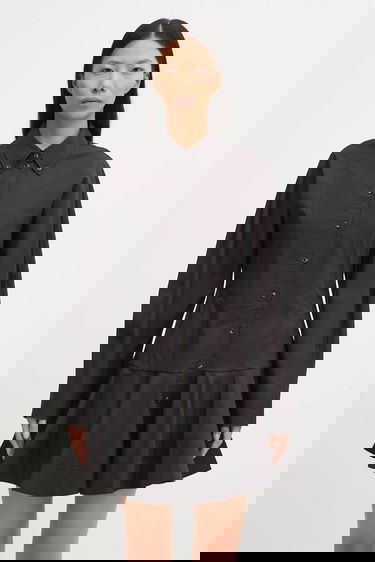 Haljina GANNI Stretch Cotton Buttoned Mini Shirt Dress Crna | W1001, 0