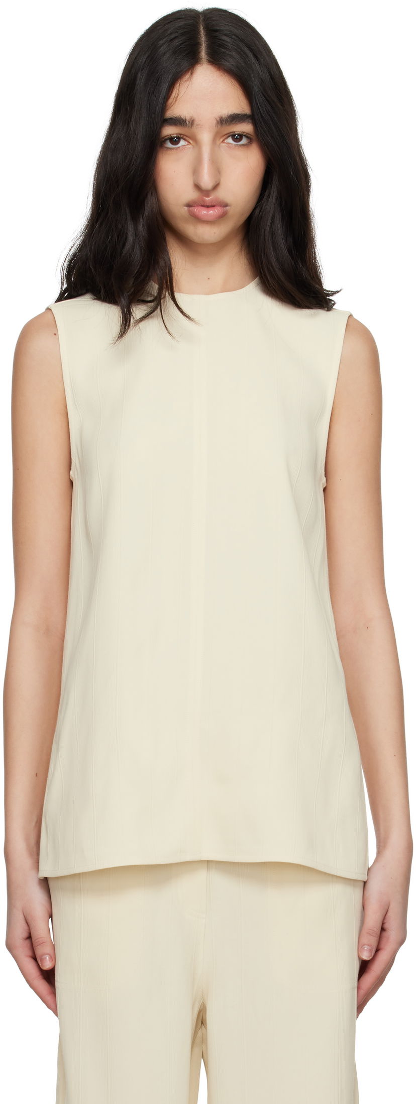 Majica bez rukava TOTEME TOTEME Women's Sleeveless Knit Top Bež | 252-WRT0508-FB0192