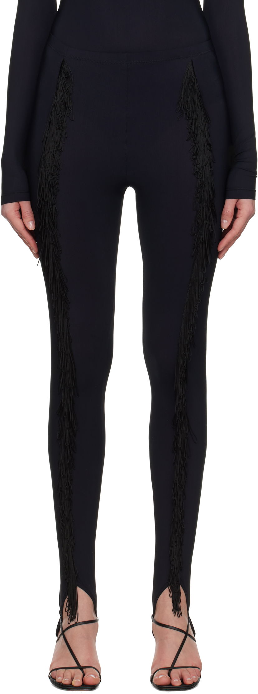 Tajice Maison Margiela MM6 Maison Margiela Fringe Stirrup Leggings Crna | S52KA0525 S20518