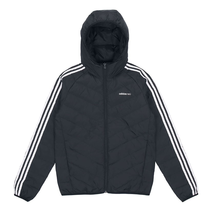Pernata jakna adidas Originals Neo 3S Lightweight Down Hooded Jacket Crna | H45252