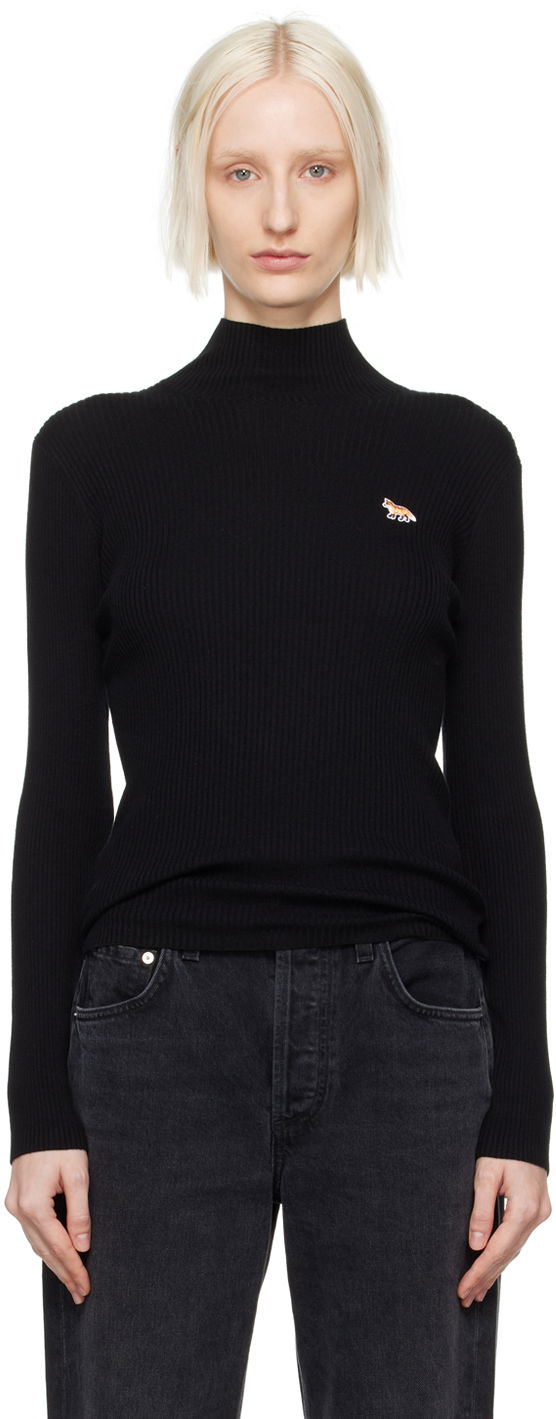 Džemper MAISON KITSUNÉ Maison Kitsuné Black Baby Fox Patch Turtleneck Crna | NW00807KT1091