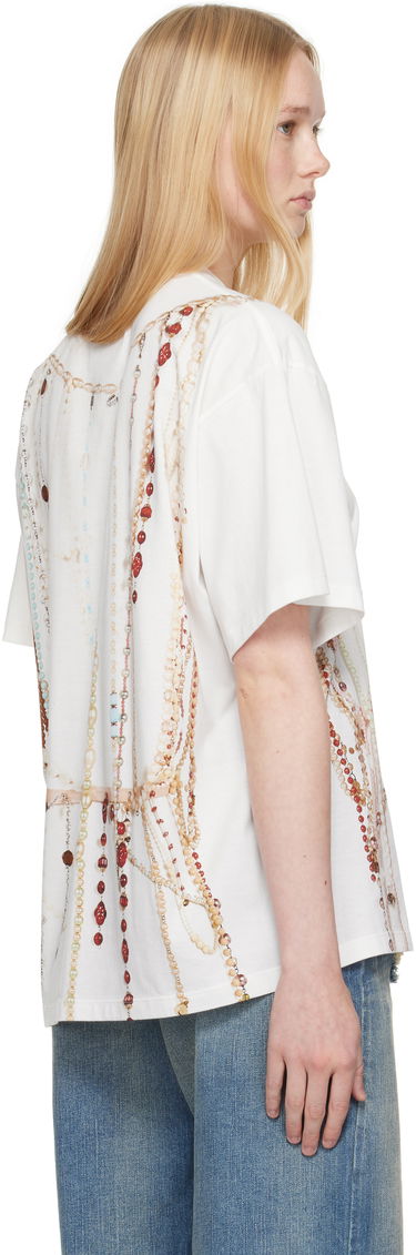 Majica kratkih rukava Maison Margiela MM6 Maison Margiela Jersey T-Shirt with Beaded Graphic Bijela | S62GD0201 M20113, 2