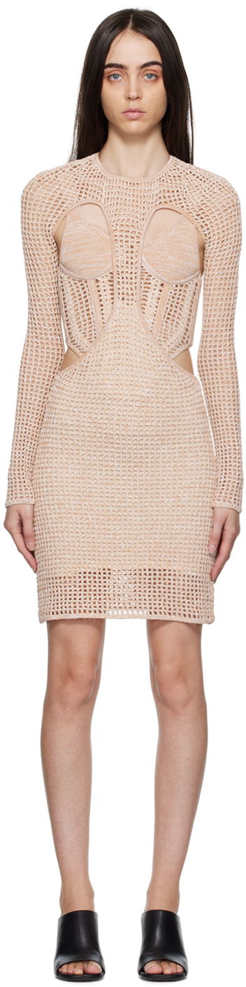 Haljina Dion Lee Dion Lee Stirrup Knit Mini Dress Bež | A7644F22