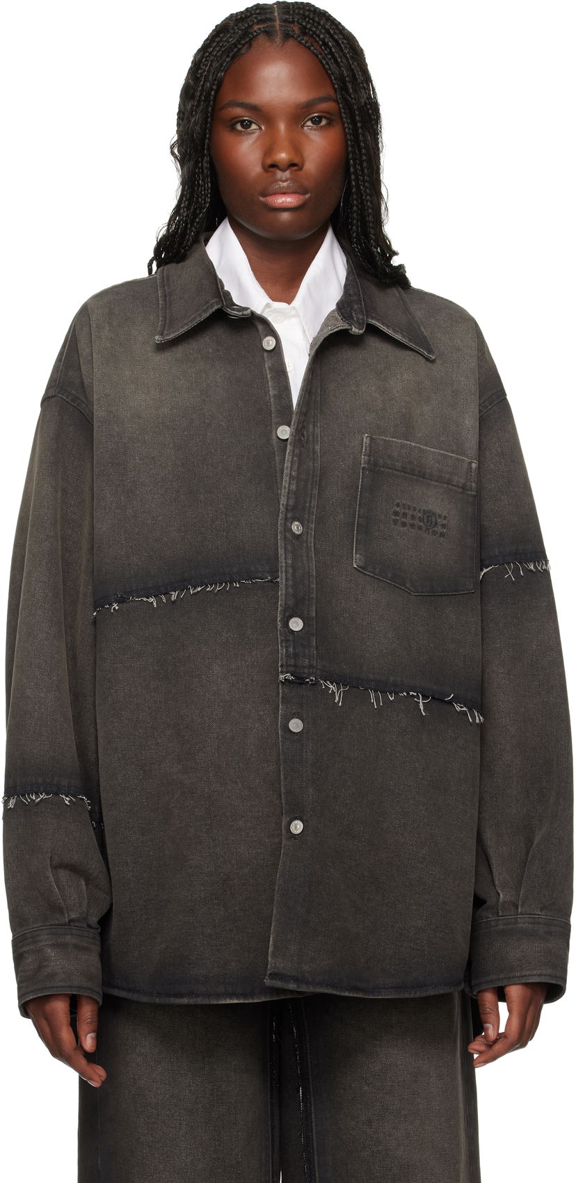 Košulja Maison Margiela MM6 Maison Margiela Long-Sleeved Reconstructed Denim Shirt Crna | SH2DT0009 S30848