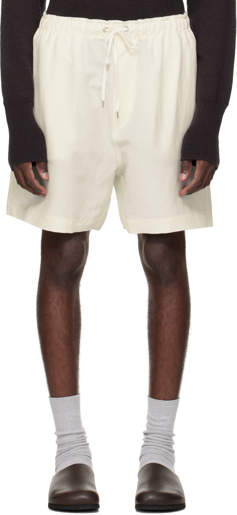 Kratke hlače Studio Nicholson Starboard Drawstring Shorts Bijela | STARBOARD SNM - 1369