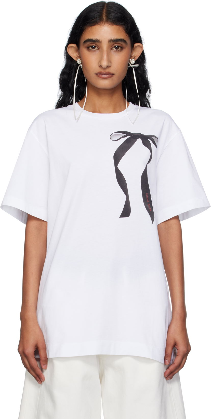 Majica kratkih rukava Simone Rocha Simone Rocha Ribbon Bow Tail T-shirt Bijela | 5195P55-W 0569
