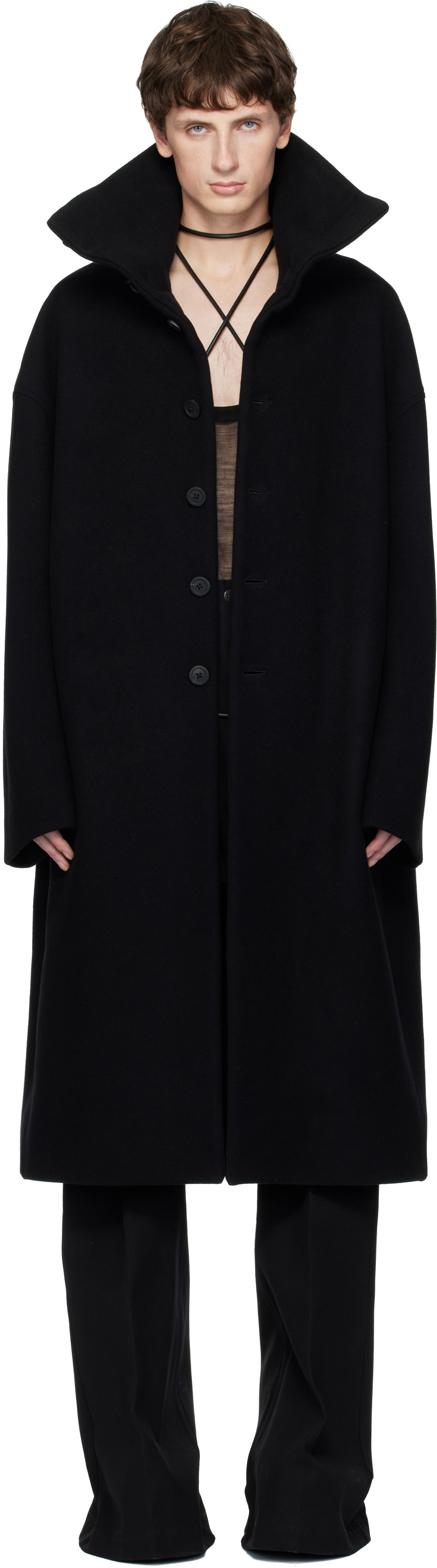 Kaputi Rick Owens Concordians Dracucollar Long Coat Crna | RR02E1900 WSF, 0