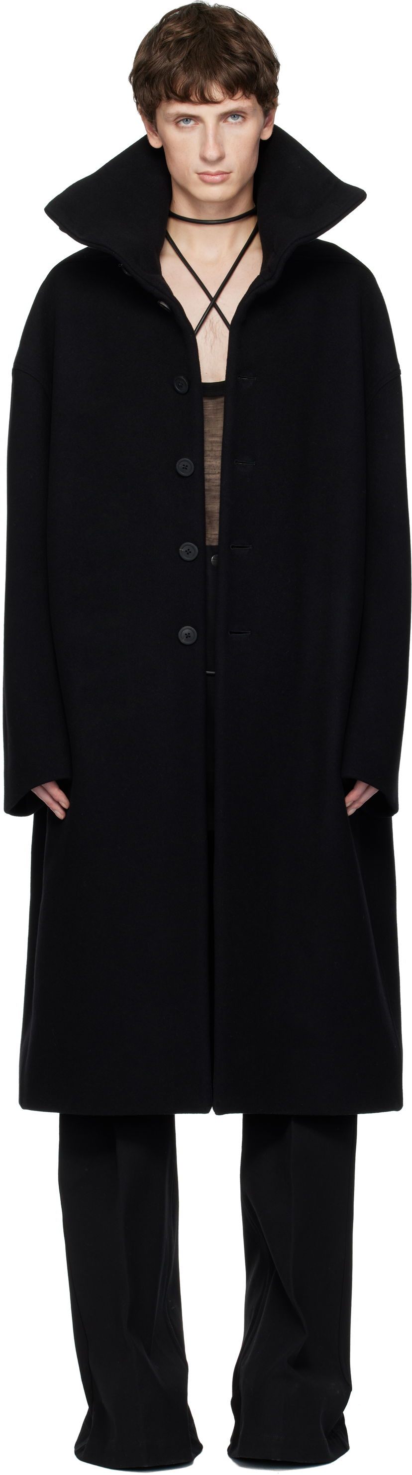 Kaputi Rick Owens Concordians Dracucollar Long Coat Crna | RR02E1900 WSF